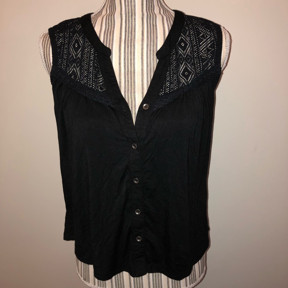 SUPERb brand Black Buttoned Tank